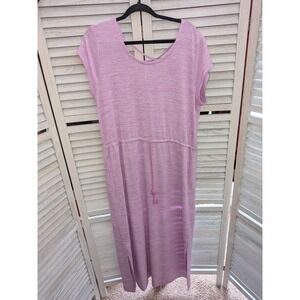 T by Talbots Womens XL Purple Space Dye Lattice Back Maxi Dress Drawstring